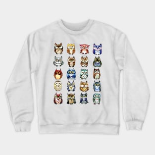 Rainbow owls and cat Crewneck Sweatshirt